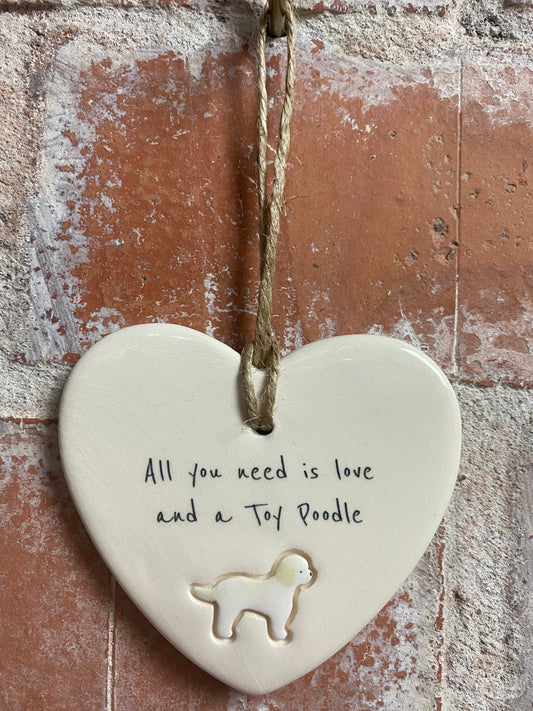 Toy Poodle ceramic heart