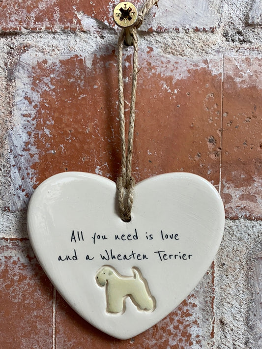 Wheaten Terrier ceramic heart