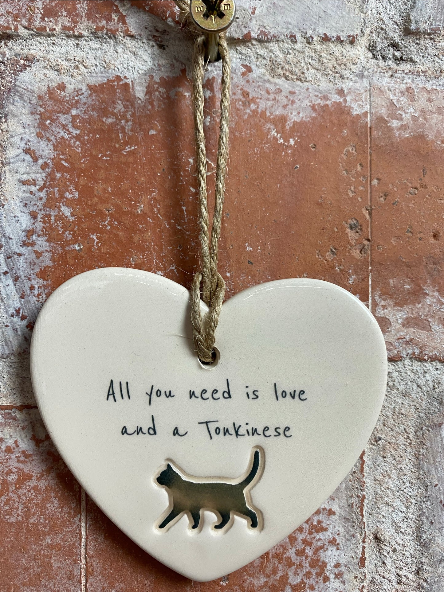 Tonkinese cat ceramic heart