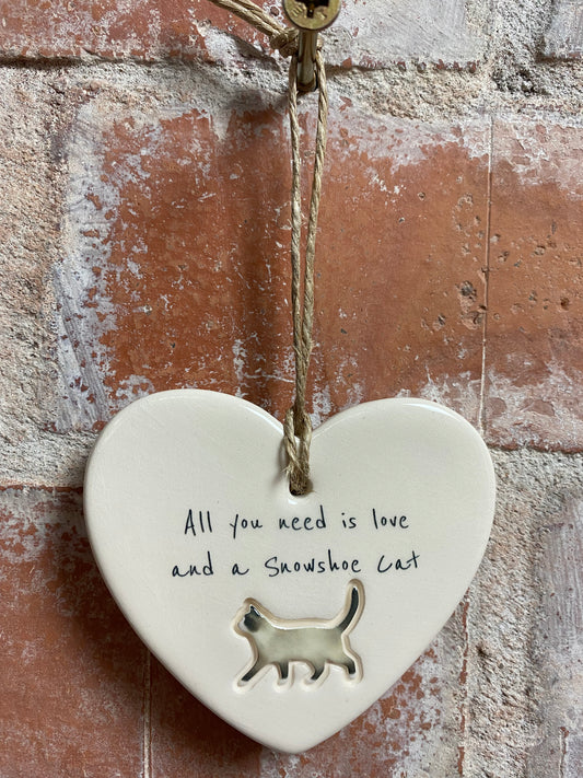 Snowshoe Cat ceramic heart