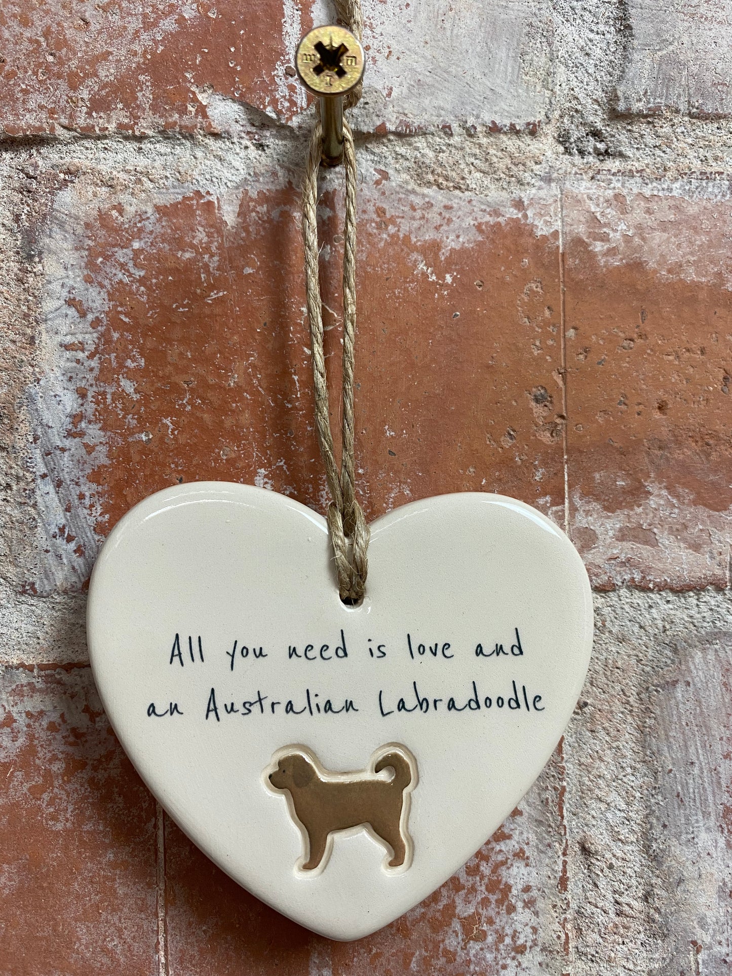 Australian Labradoodle ceramic heart