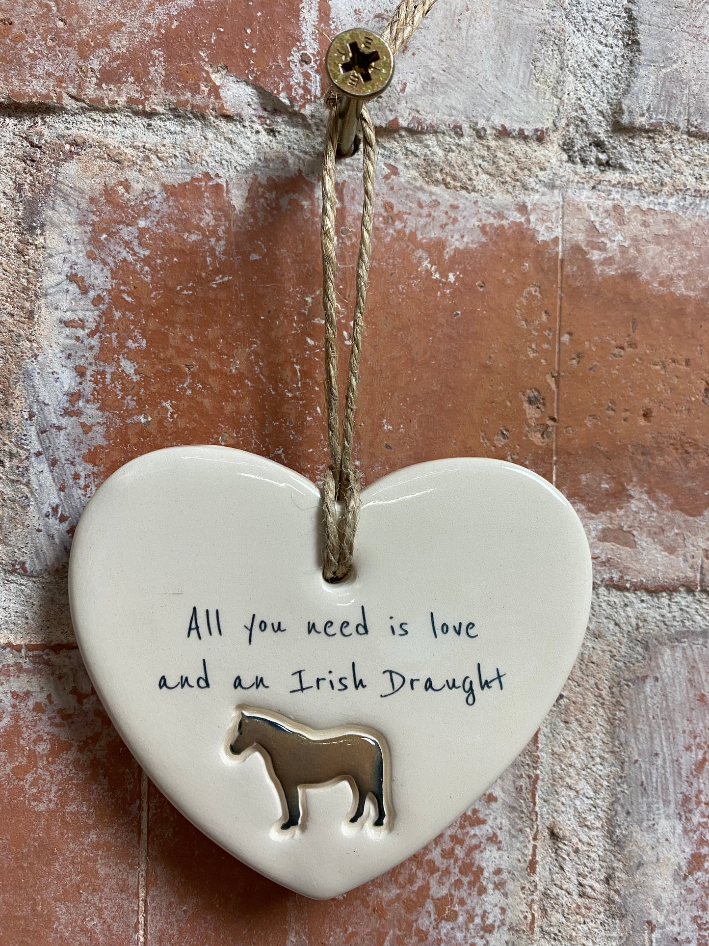 Irish Draught ceramic heart