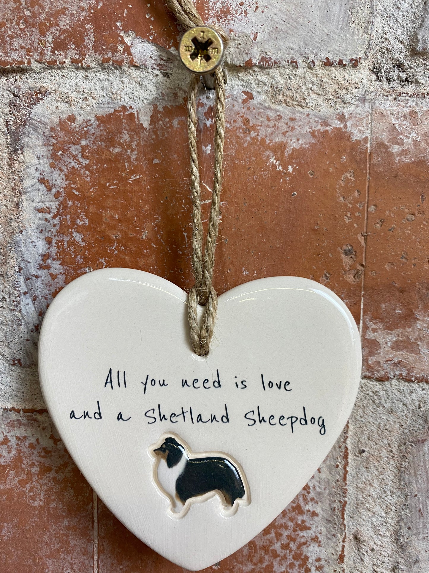 Shetland Sheepdog ceramic heart