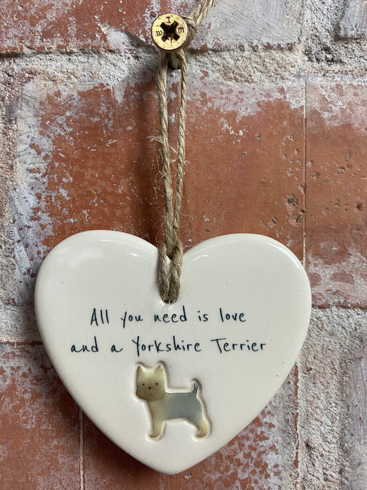 Yorkshire Terrier Ceramic Heart Ornament