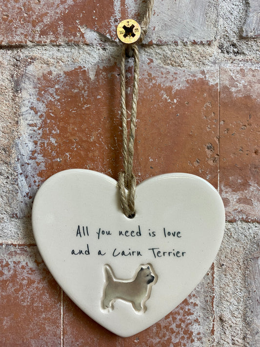 Cairn Terrier ceramic heart