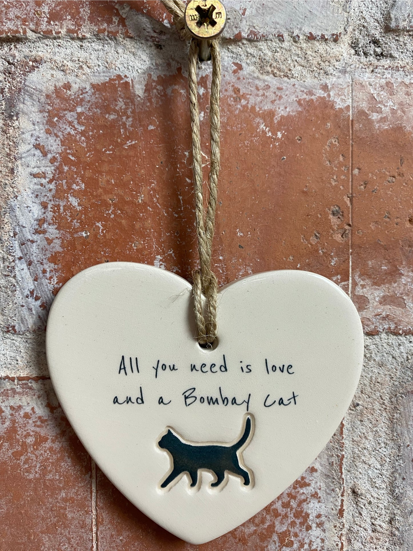 Bombay Cat ceramic heart