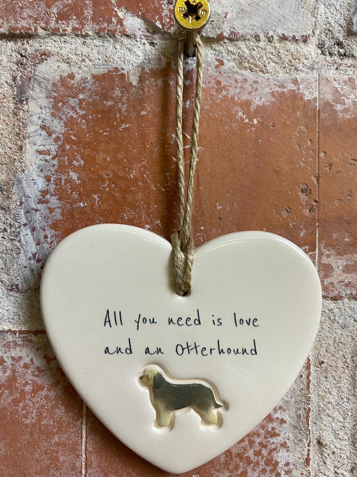 Otterhound ceramic heart