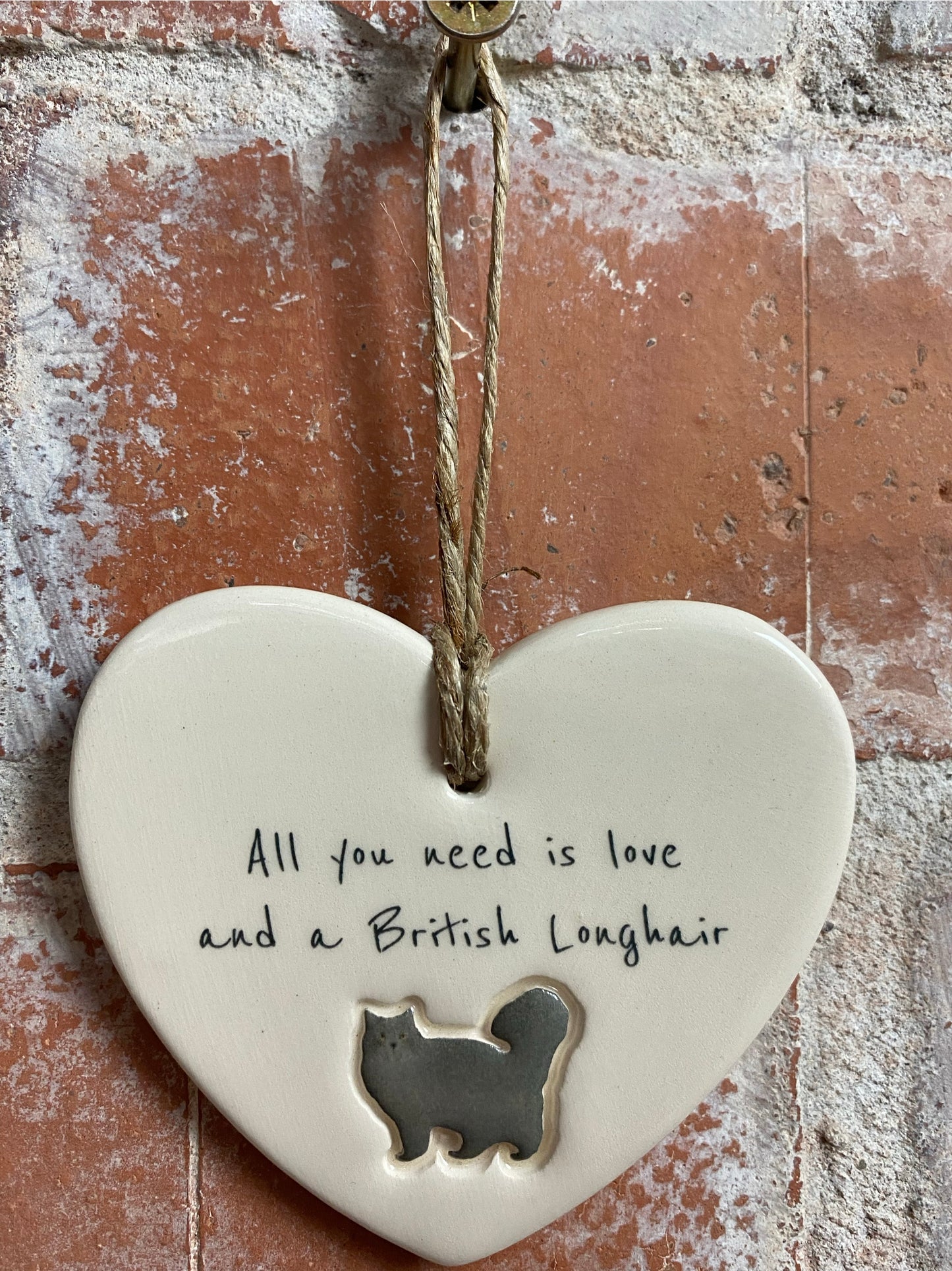 British Longhair Cat ceramic heart