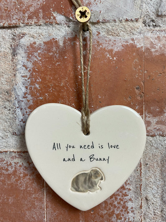 Mini Lop Bunny ceramic heart