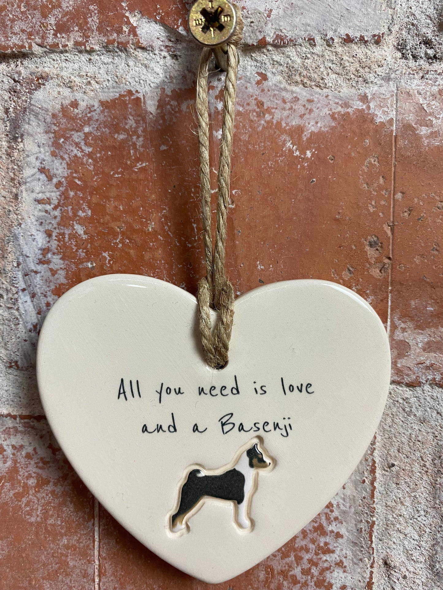 Basenji ceramic heart